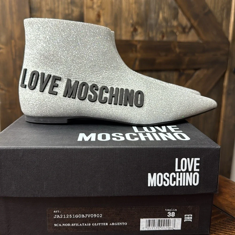 Love Moschino Glitter Argento Ankle Boots